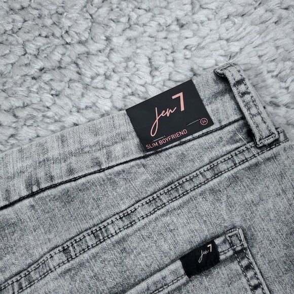 Jen7 Slim Boyfriend Jeans Size 24 Gray Stretch Denim Stone Wash - Picture 7 of 11